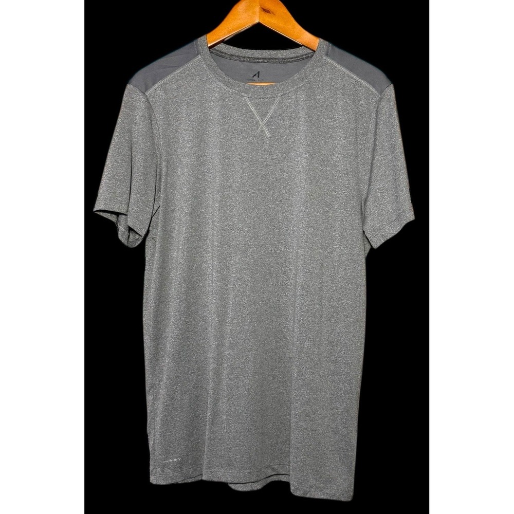 Qwick Dry Short Sleeve Crew Neck Athletic Gray Active‎ Gym T-Shirt Men's Size L